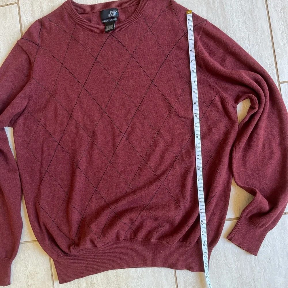 Maroon Argyle Cotton Cashmere Blend Sweater Preppy Knit L